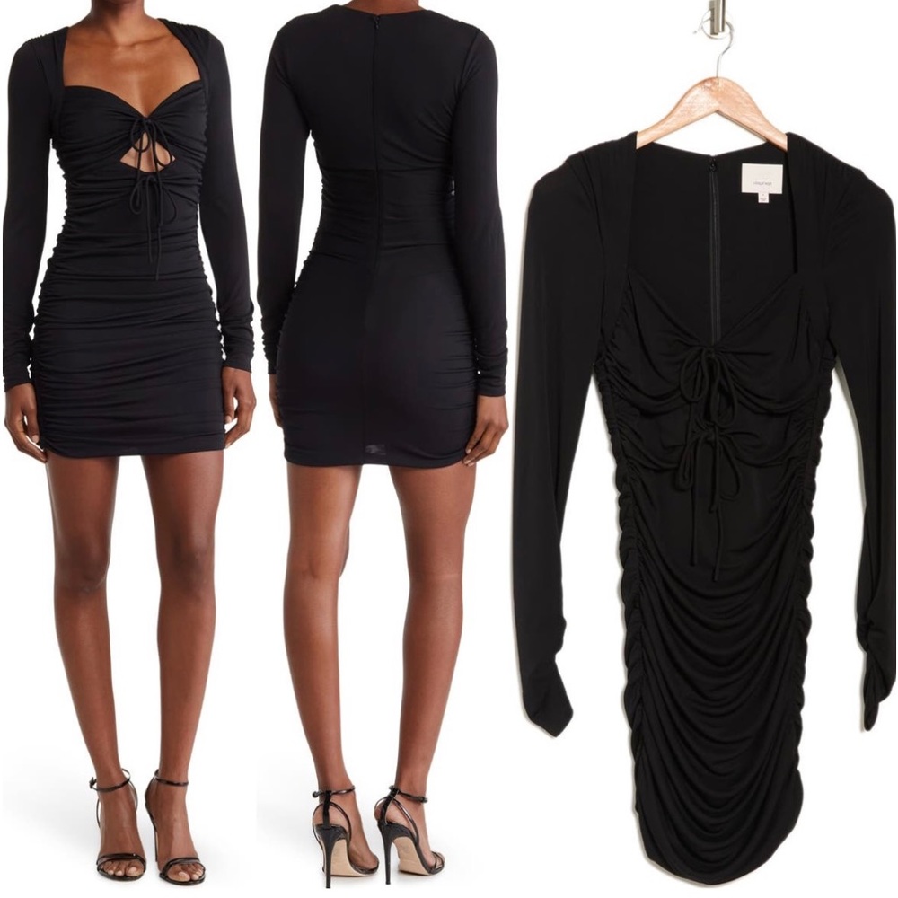 Little Black Dress - Cinq à Sept Long Sleeved Ruched Dress